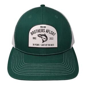 Phi Sig Brothers Afloat Snapback Trucker Hat Green One Size Mesh Back